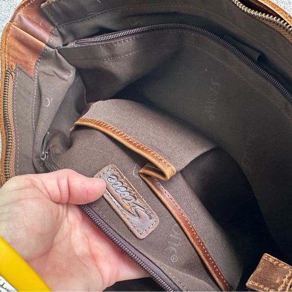 Brown Leather Tote Bag. Laptop and carry on ready